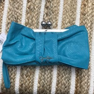 Jessica Simpson turquoise  large wristlet/clutch
